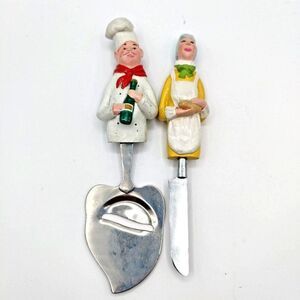 Vintage Cheese Board Utensil Set Chef and Baker Unique Rare Slicer and Knife 50s